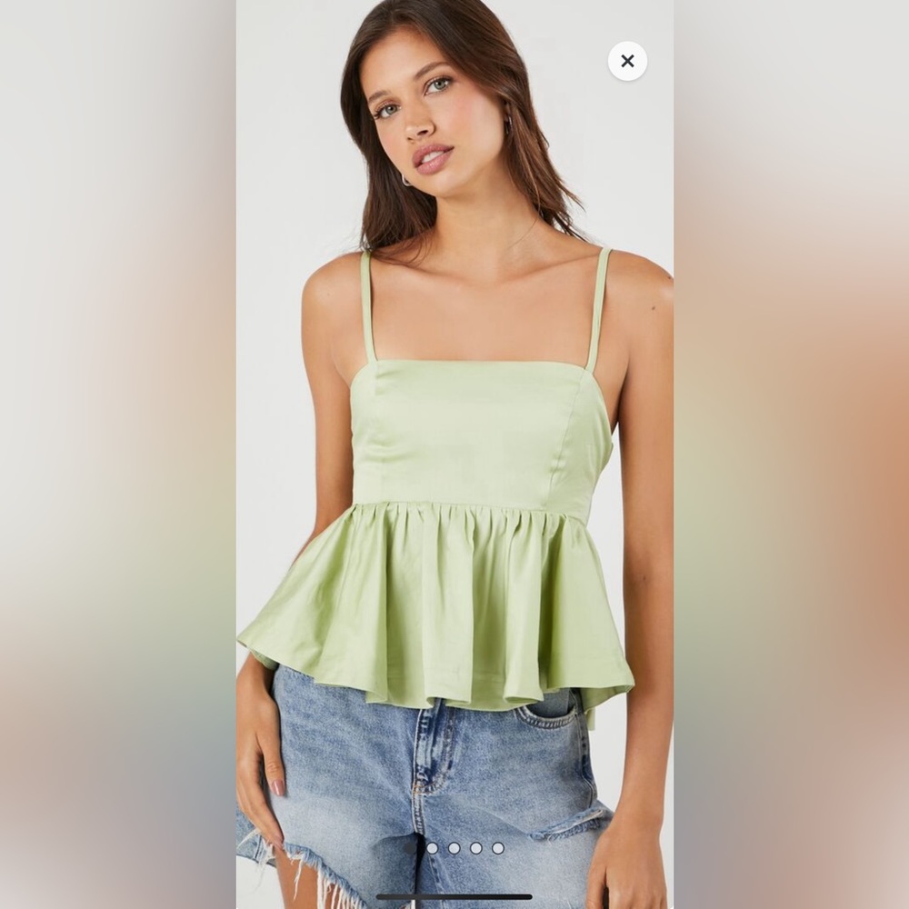 COPY - Strappy Flounce Cami, L, WHITE